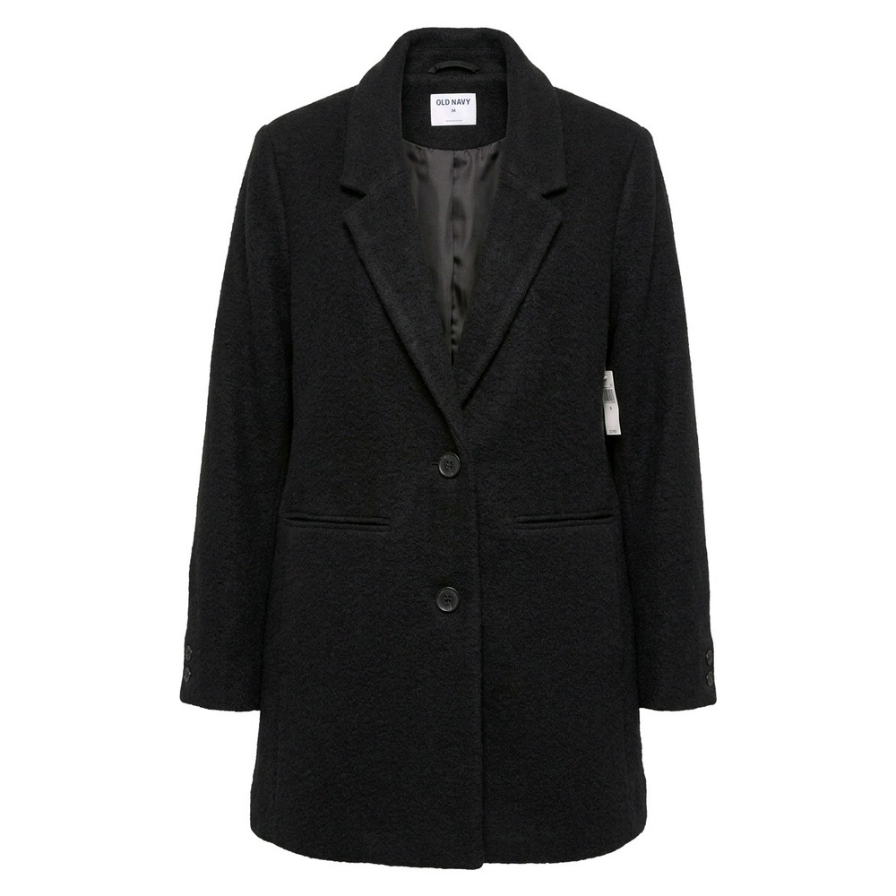 NWT Old Navy Womens XL Black Wool Blend Two Button Notched Lapel Coat Sz XL